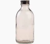 Bottle Glass Round Clear + Cap 200ml Pc