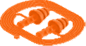 Re-usable earplug, SNR 32, Orange, with safety cord