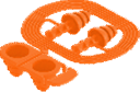 Re-usable earplug, SNR 32, Orange, with safety cord and hygienic holder