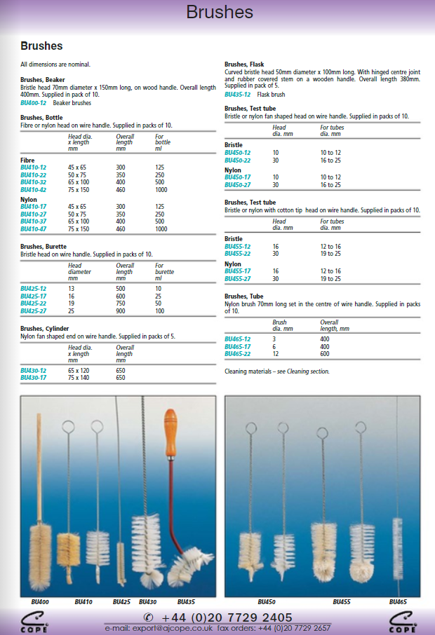 Brush Test Tube Bristle Cotton Tip 16mm head diameter (BU455-12)
