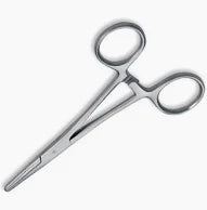 Pair of surgical scissors on a white background